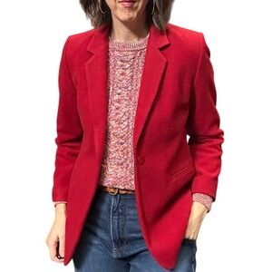 Harve Benard Red Wool Blend Blazer Jacket Tailored Vintage Size 6P